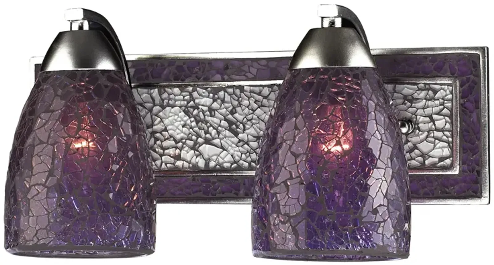 VANITY COLLECTION ELEGANT BATH LIGHTING 2-LIGHT PURPLE CRACKLED GLASS AND BACKPL