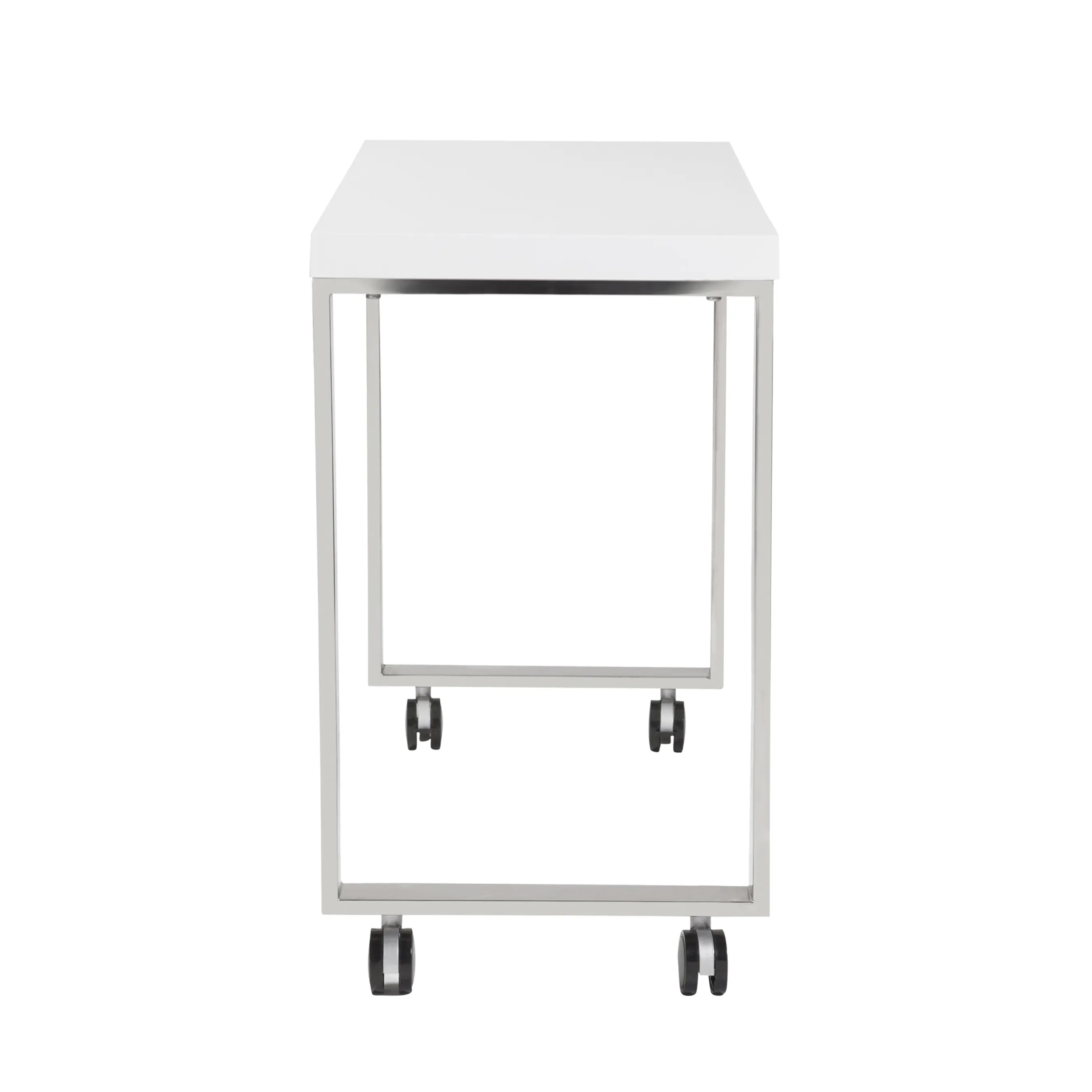 Dillon 40" Side Return in High Gloss White with Polished Stainless Steel Base