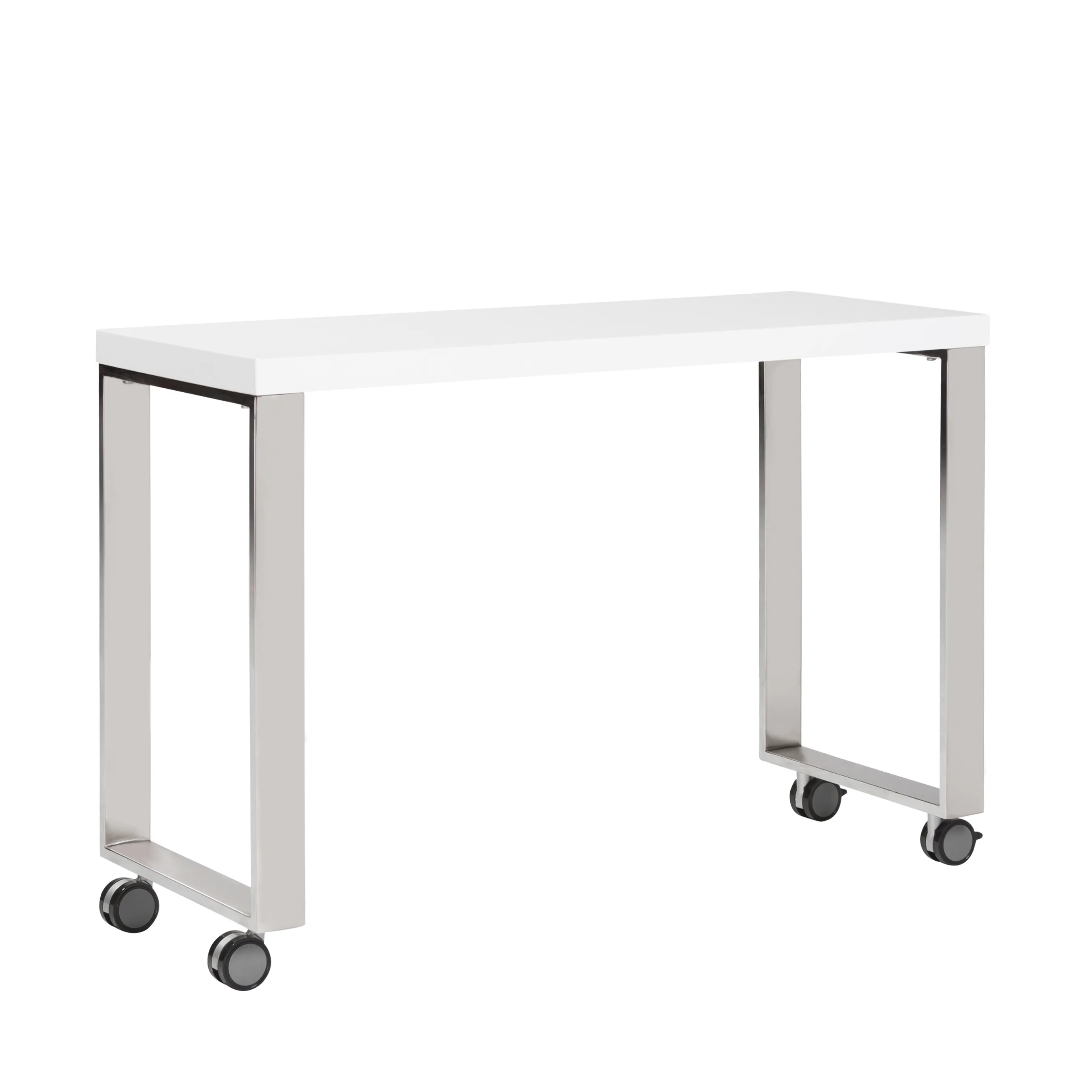 Dillon 40" Side Return in High Gloss White with Polished Stainless Steel Base