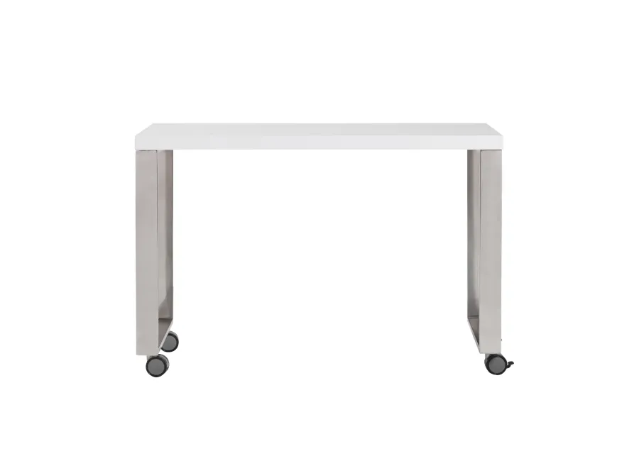 Dillon 40" Side Return in High Gloss White with Polished Stainless Steel Base