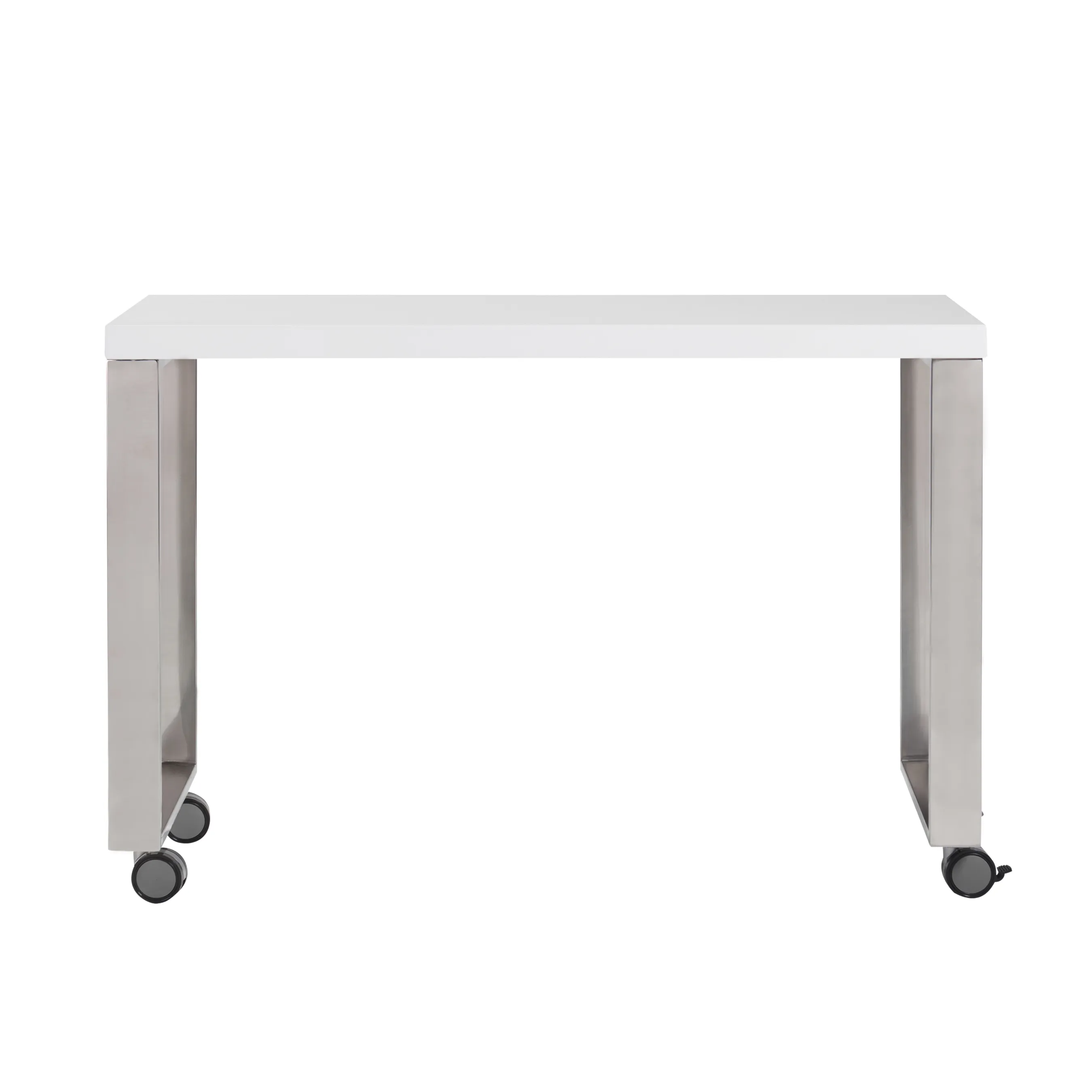 Dillon 40" Side Return in High Gloss White with Polished Stainless Steel Base