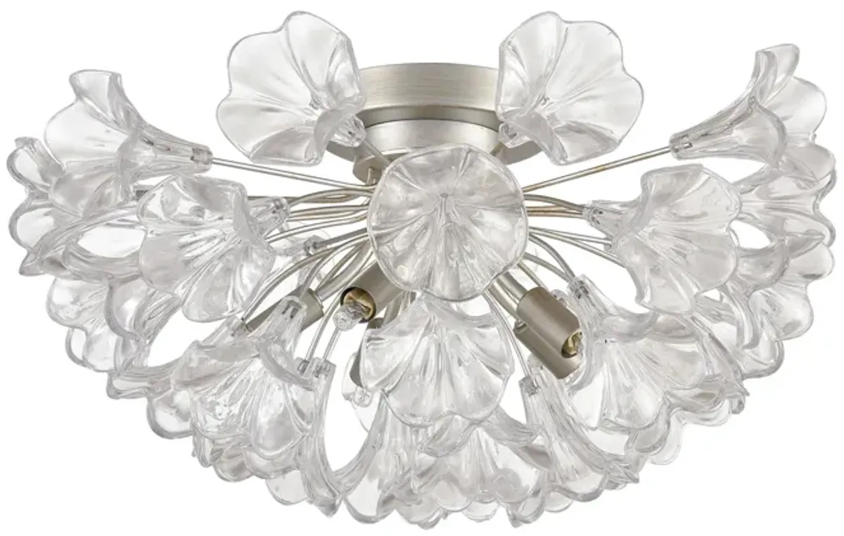 Celene 19" Wide 5-Light Semi Flush Mount - Aged Silver