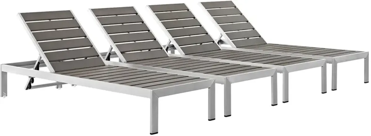 Shore Chaise Outdoor Patio Aluminum Set of 4