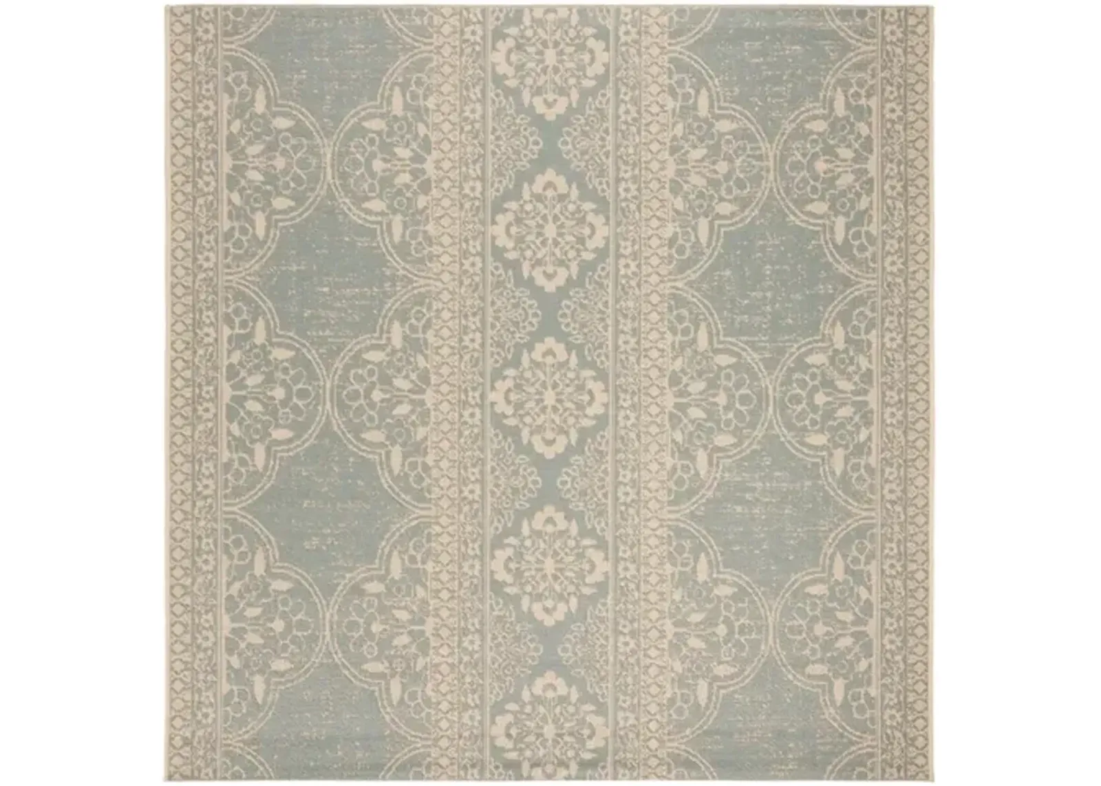 LINDEN 174 Collection LND174L-6SQ Cream / Aqua 6'-7" X 6'-7" Square