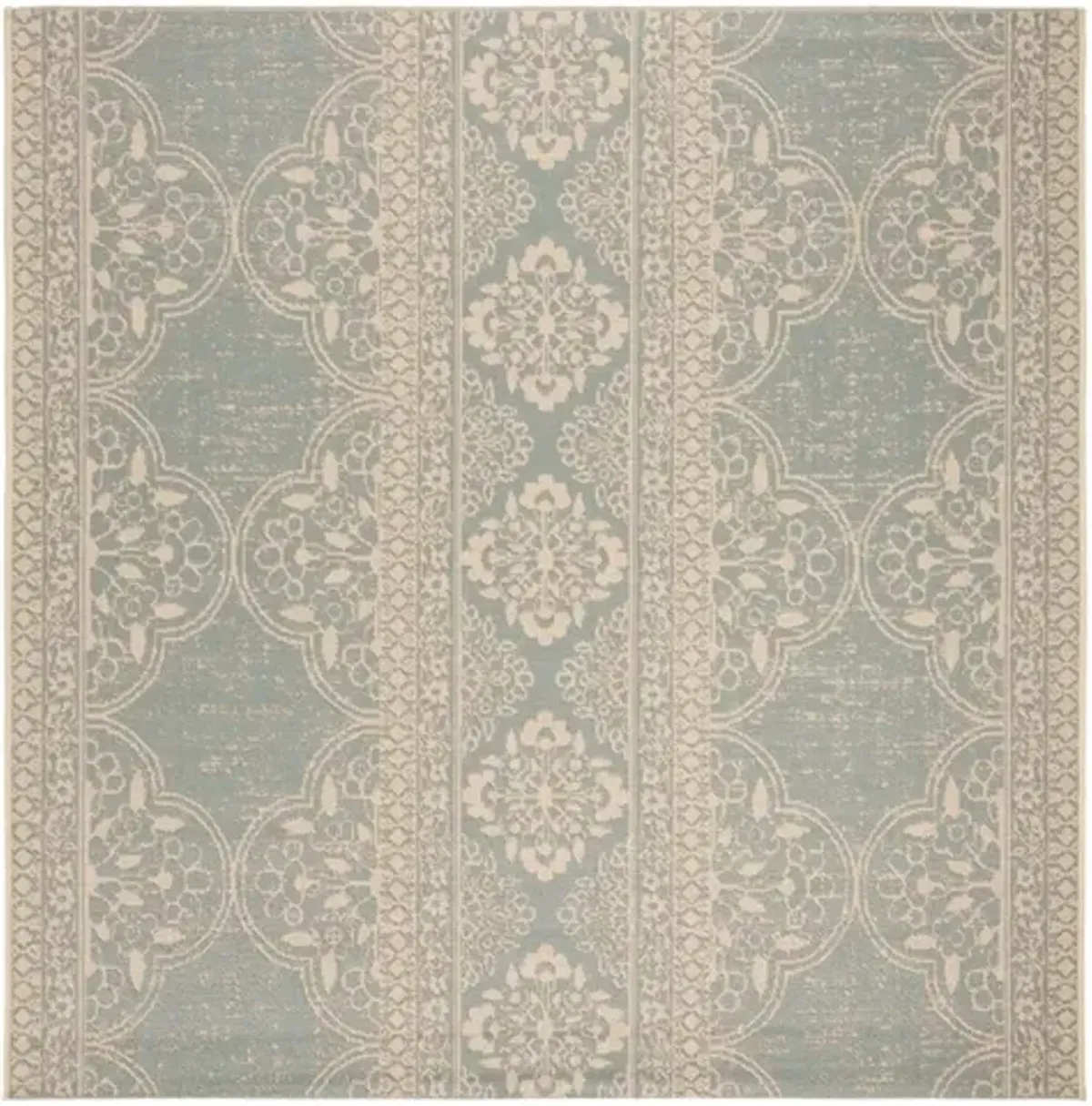 LINDEN 174 Collection LND174L-6SQ Cream / Aqua 6'-7" X 6'-7" Square