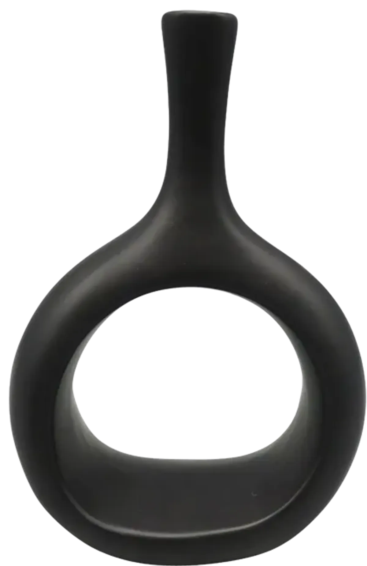 Cer, 9" Curved Open Cut Out Vase, Black