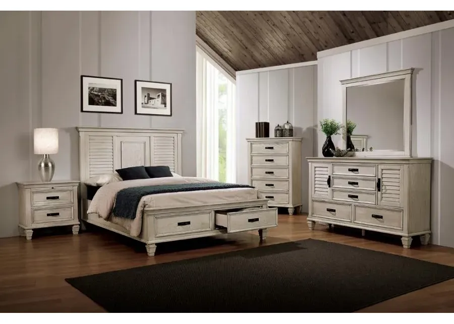 Franco 4-piece California King Storage Bedroom Set Antique White