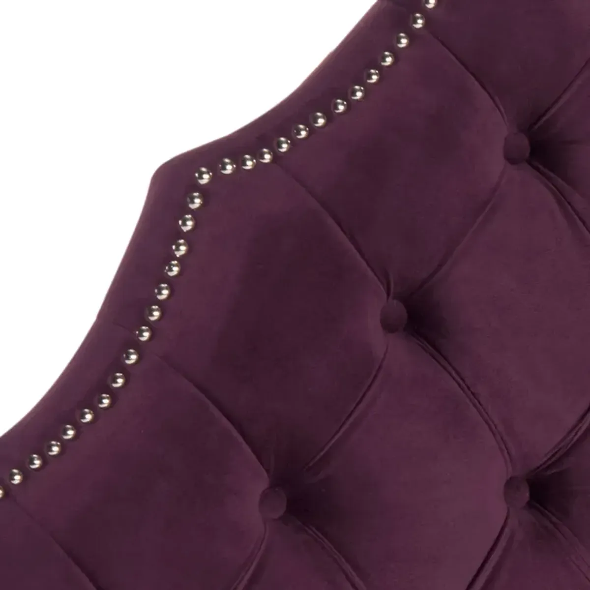 Arebelle Aubergine Velvet Headboard - Silver Nail Head