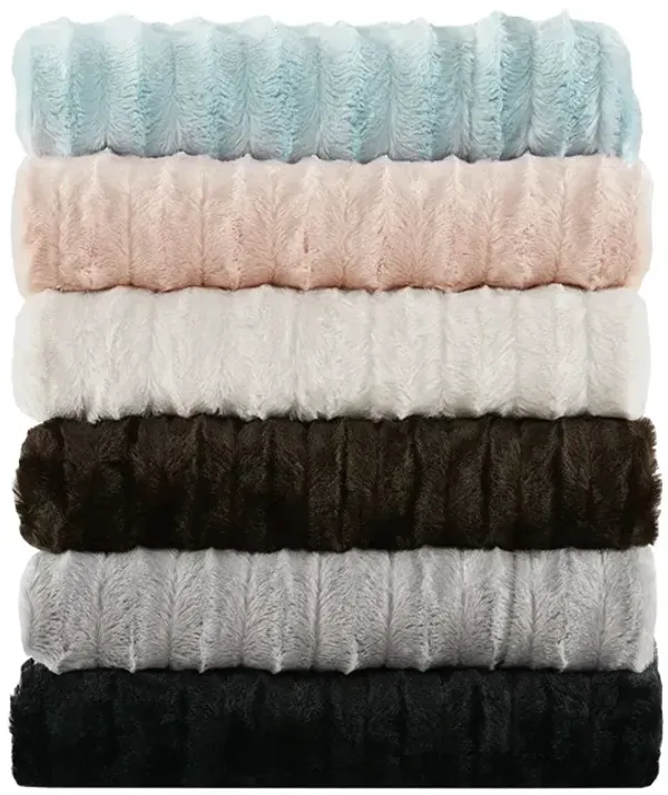 Madison Park Duke Blue Long Fur Throw