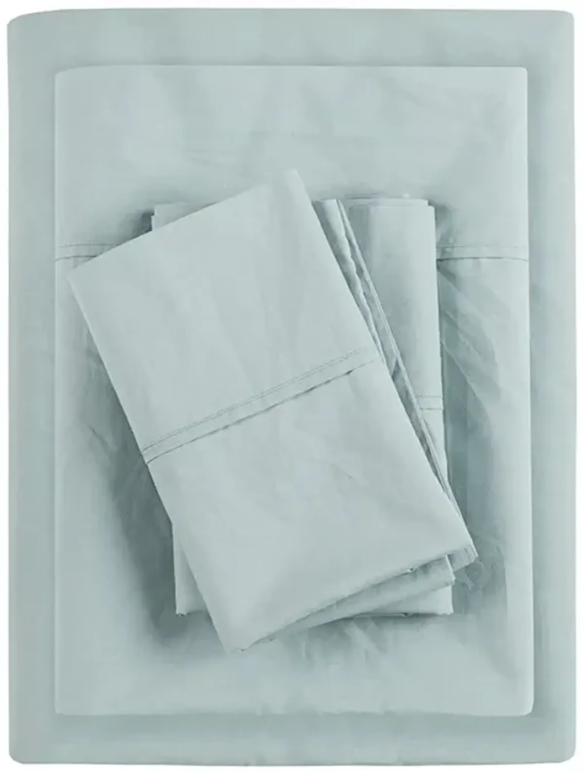 Madison Park Peached Percale Aqua 200 Thread Count Relaxed Cotton Percale Sheet Set