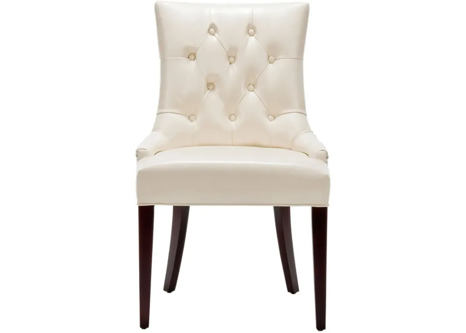 AMANDA 19''H LEATHER TUFTED CHAIR - NICKEL NAIL HEADS