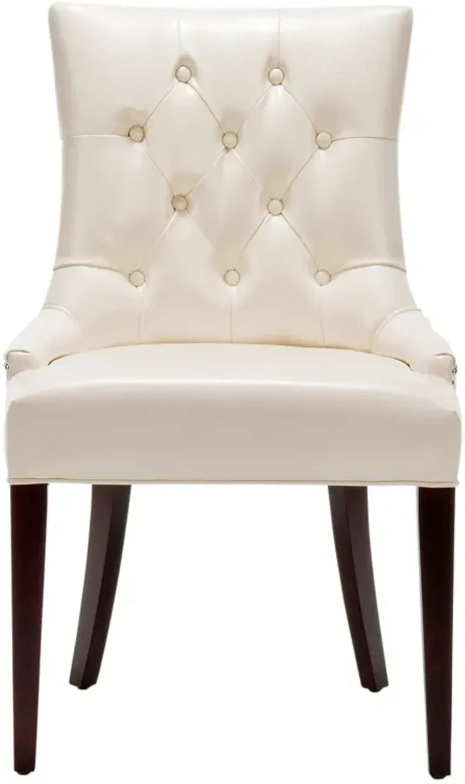 AMANDA 19''H LEATHER TUFTED CHAIR - NICKEL NAIL HEADS