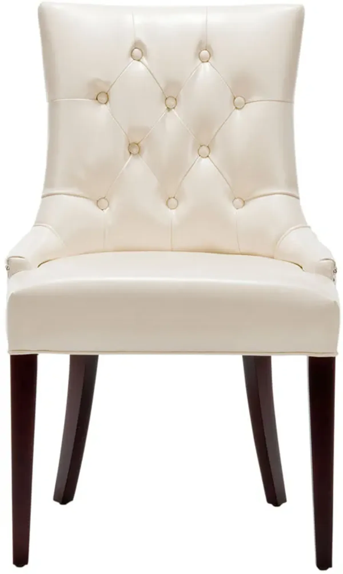 AMANDA 19''H LEATHER TUFTED CHAIR - NICKEL NAIL HEADS