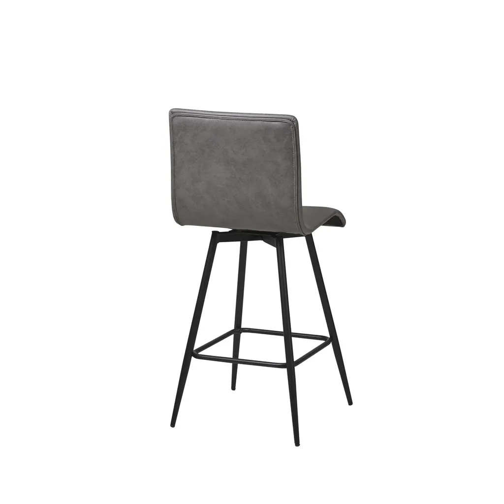 INK+IVY Adams Grey Faux Leather Swivel Counter Stool