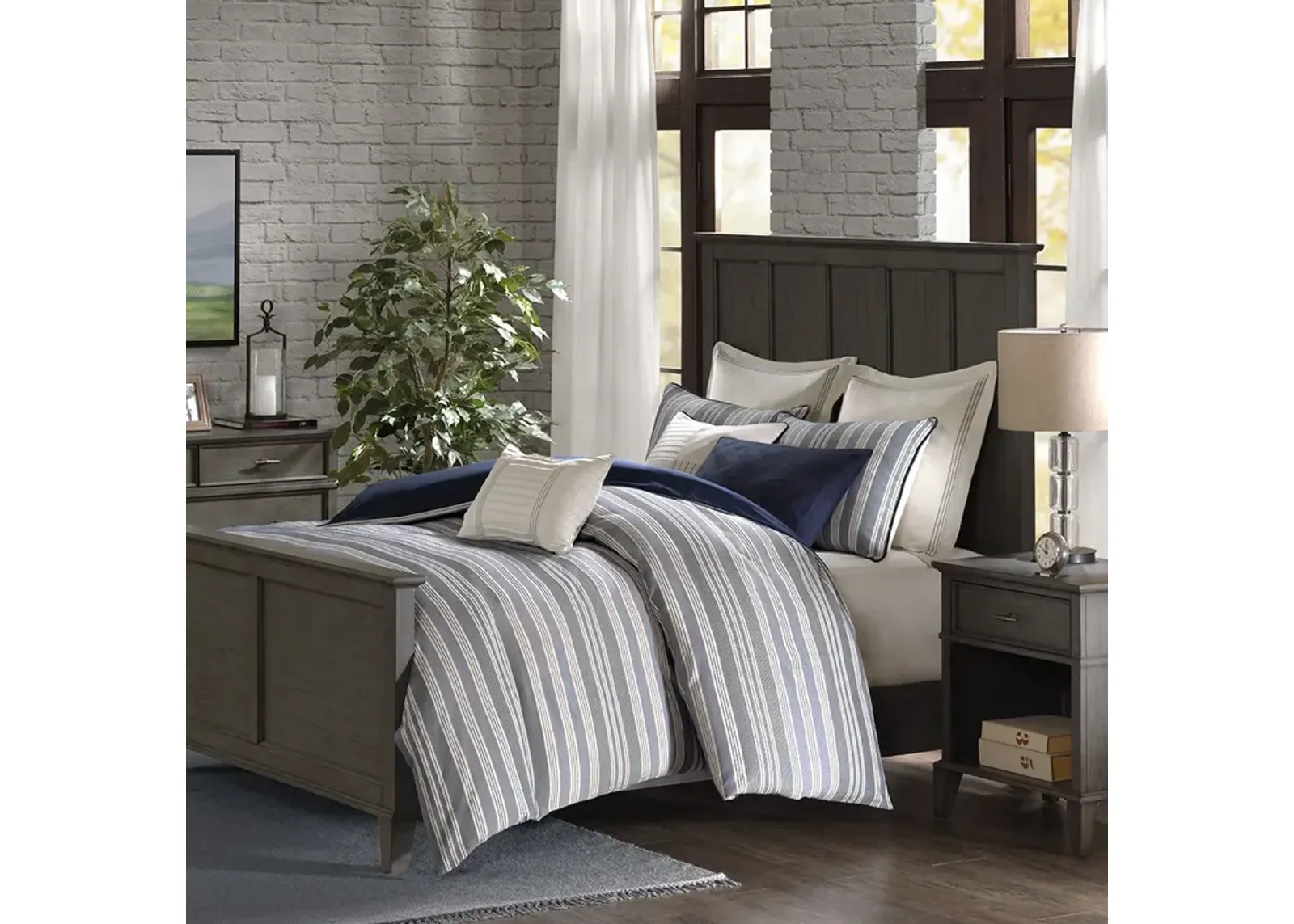 Madison Park Signature Farmhouse Blue Comforter Set