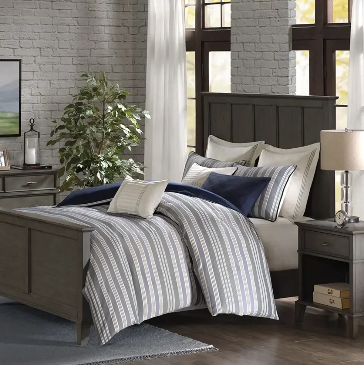 Madison Park Signature Farmhouse Blue Comforter Set