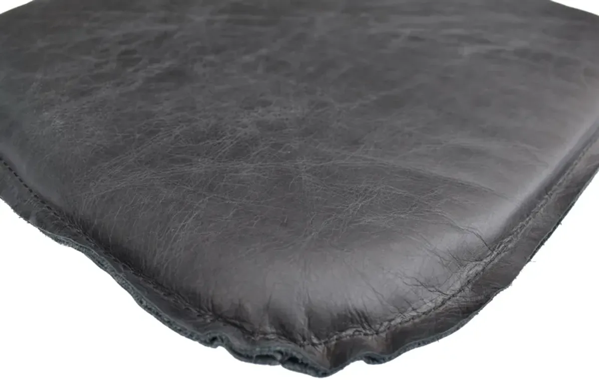 Metal Crossback Leather Cushion Seat - Antique Black