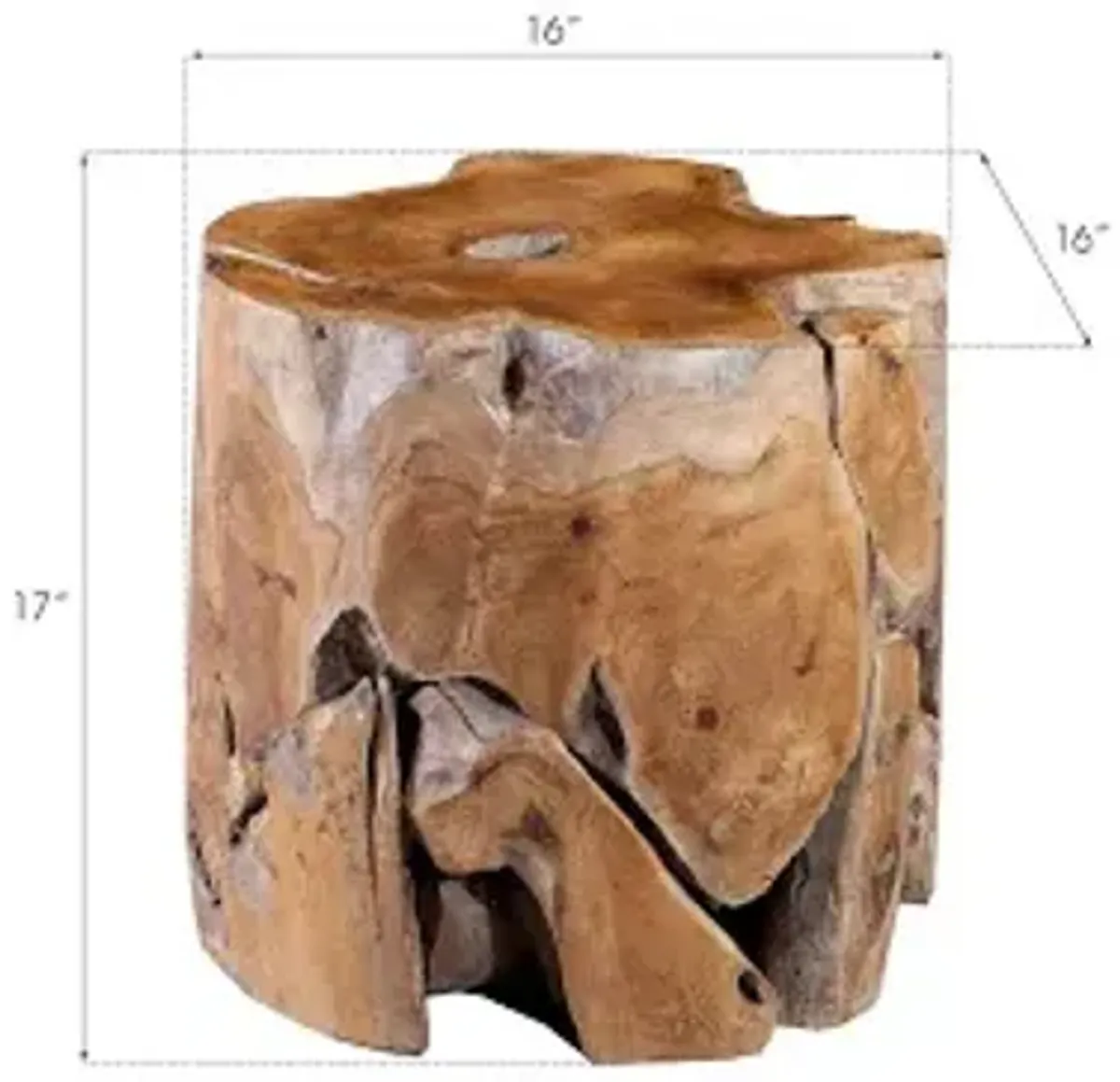 teak chunk stool