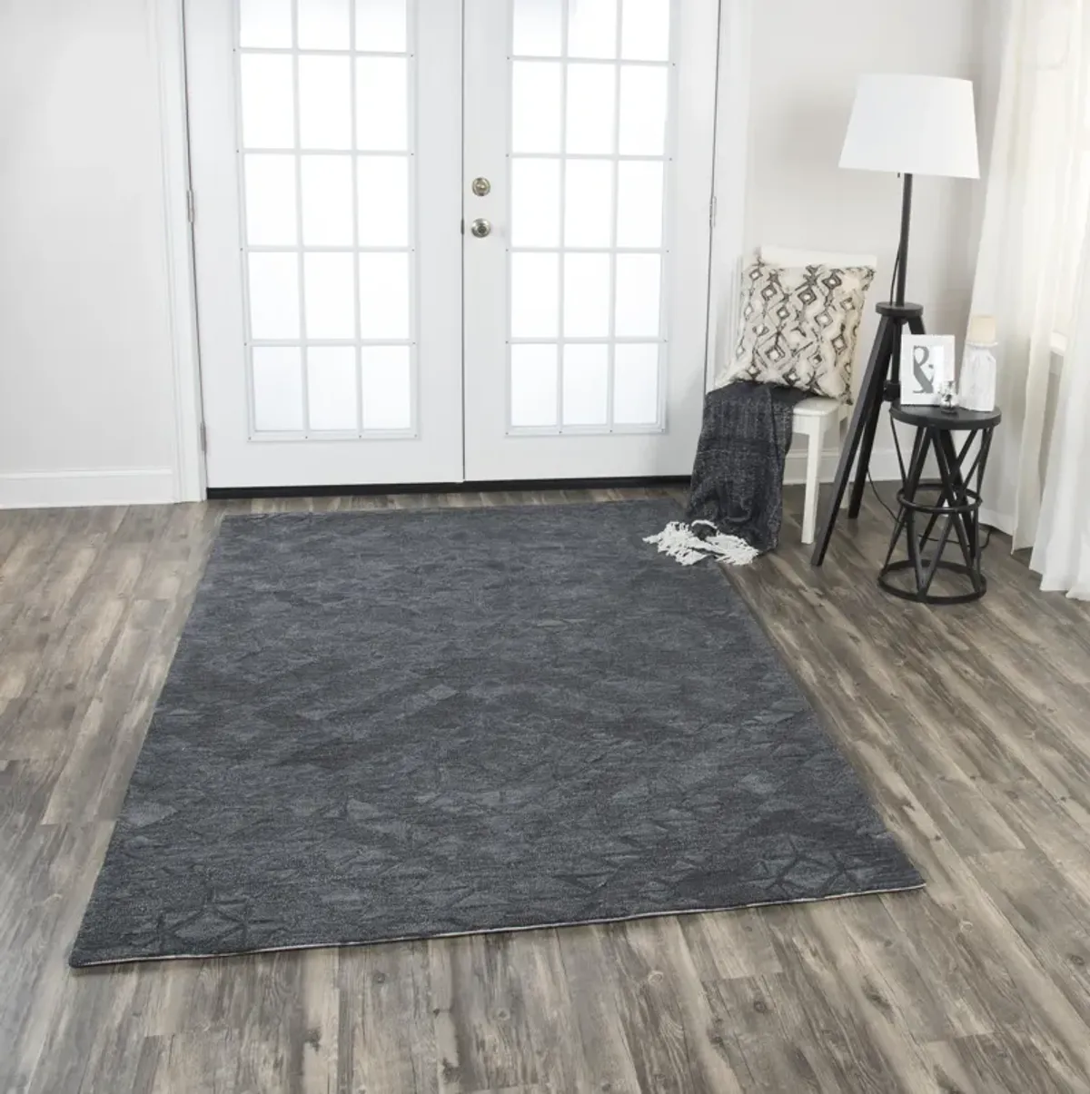 Fifth Avenue Dark Gray Diamond Wool 9'x12' Rectangle Rug