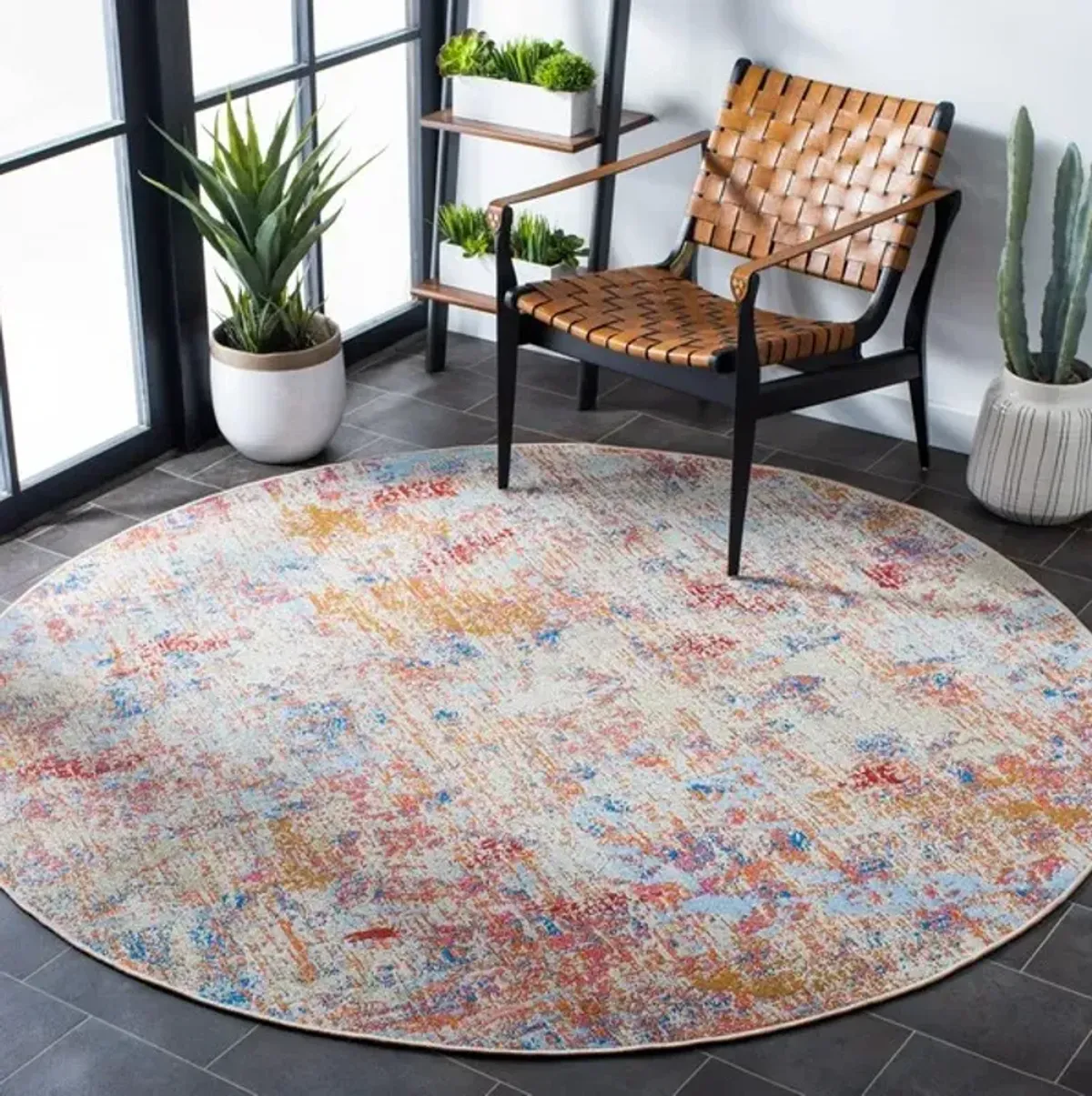 SUMMER 451 Multi 6'-7' X 6'-7' Round Round Rug