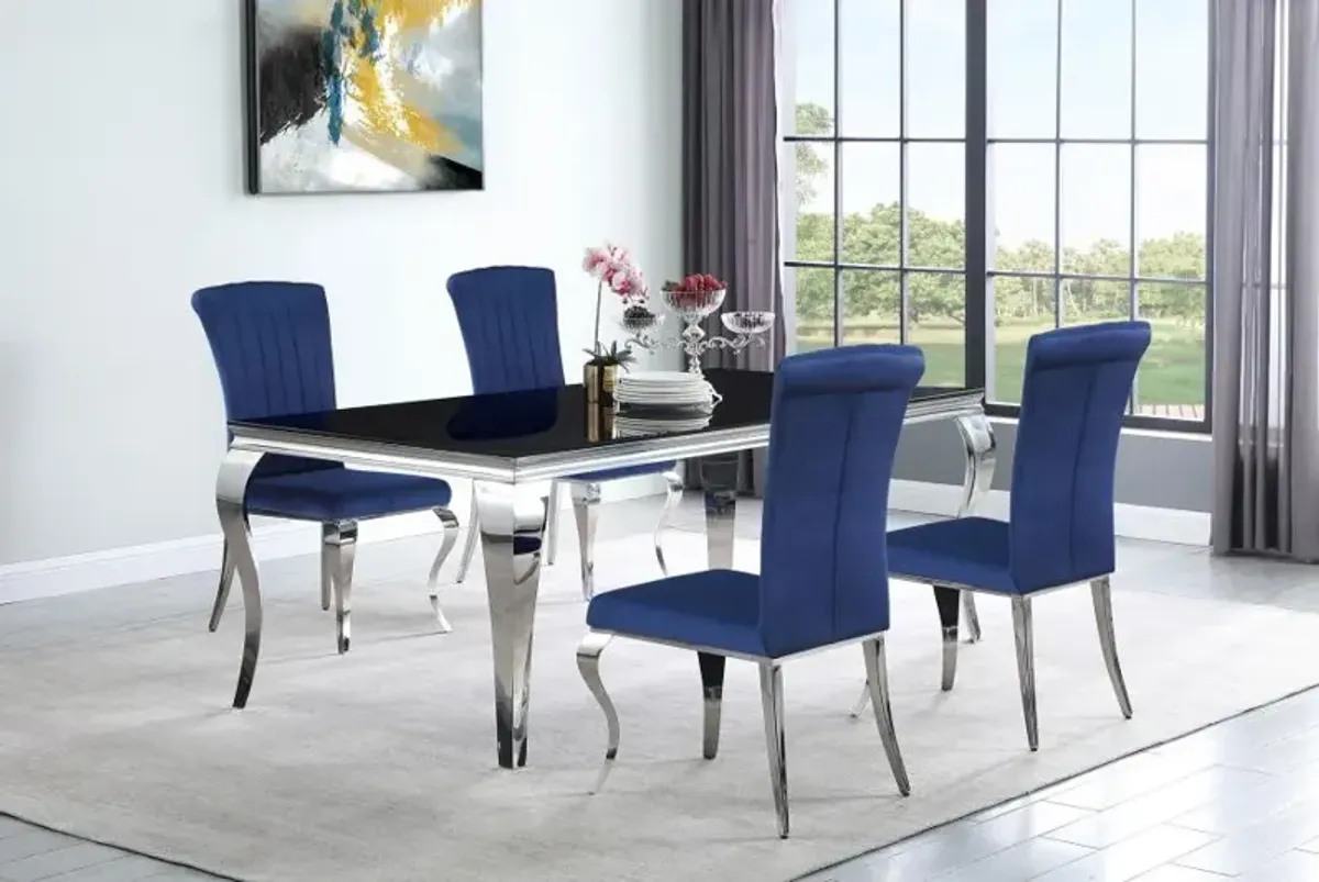 Carone 5-piece 81" Rectangular Dining Set Ink Blue and Chrome