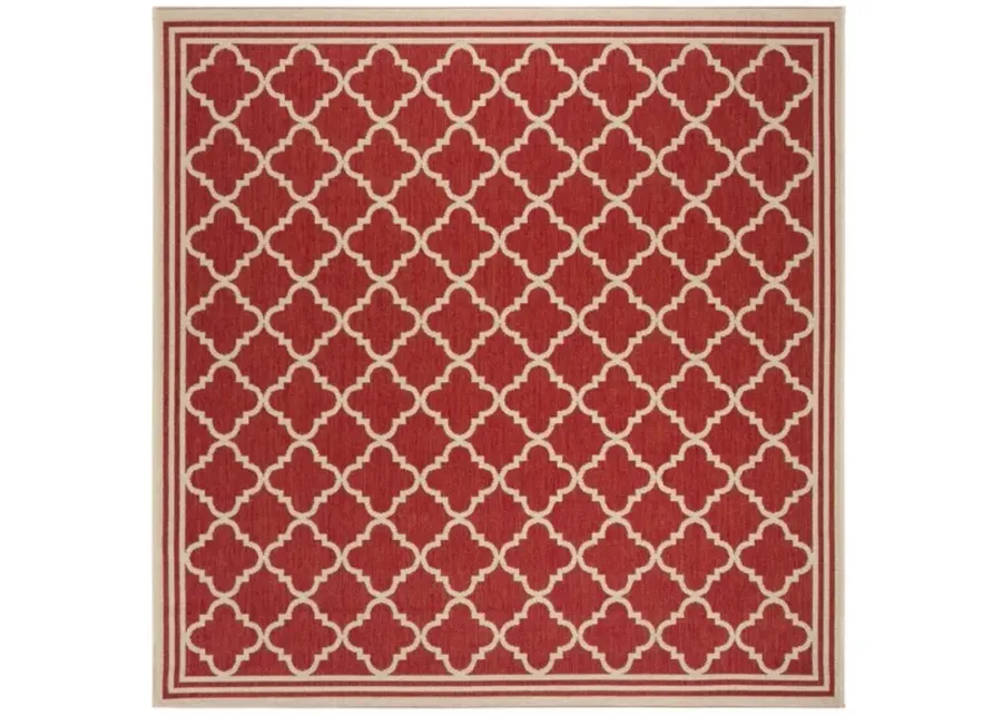 Safavieh BEACH HOUSE Collection BHS121Q-6SQ Red / Creme 6'-7" X 6'-7" Square