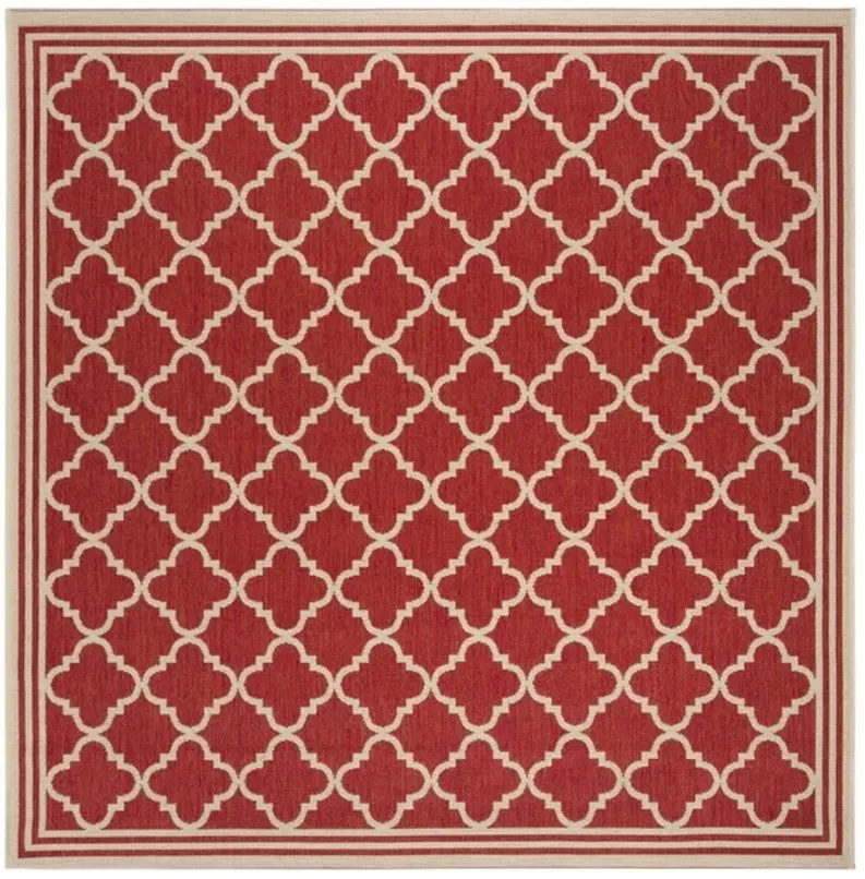 Safavieh BEACH HOUSE Collection BHS121Q-6SQ Red / Creme 6'-7" X 6'-7" Square