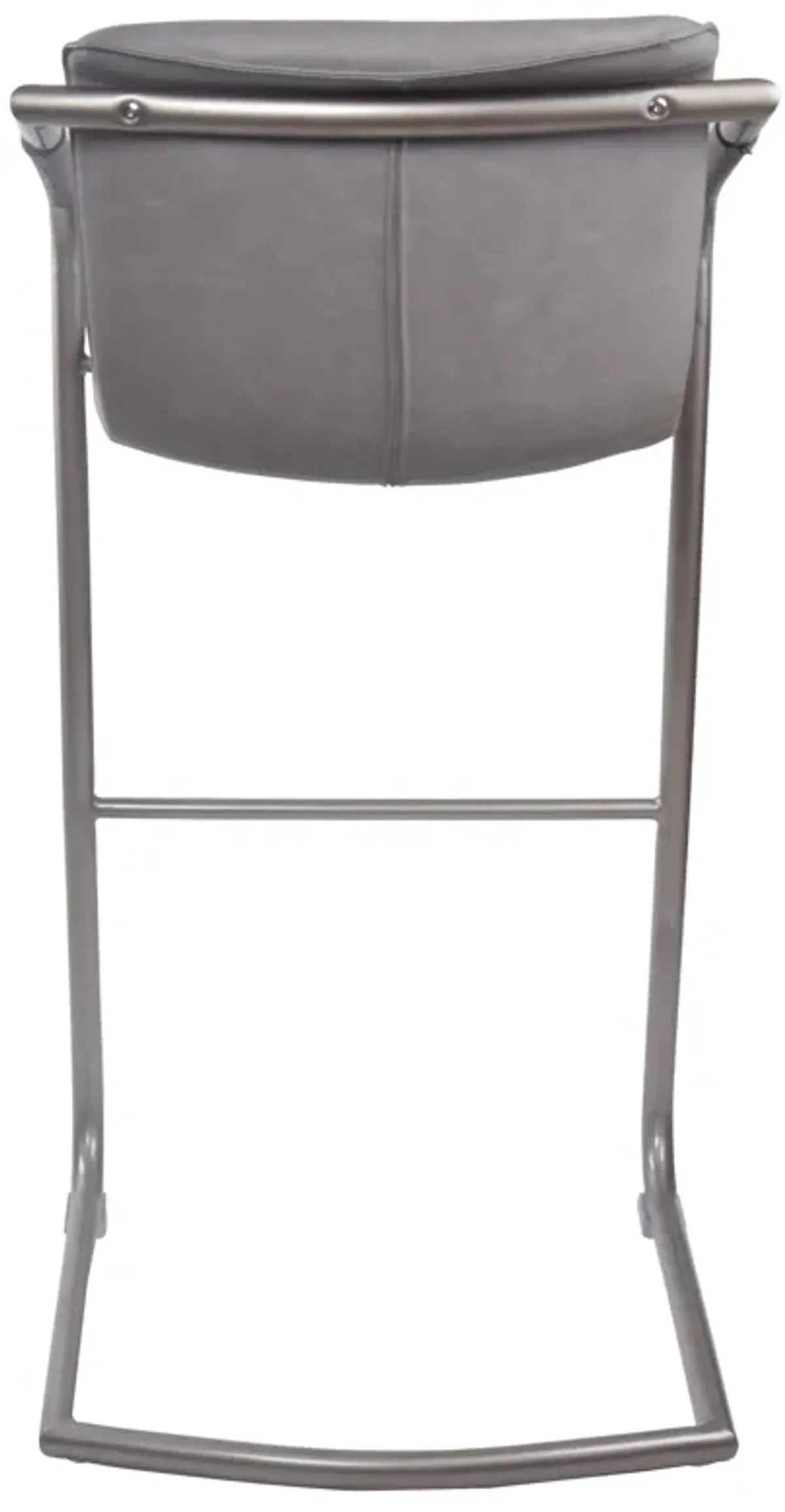 Indy Faux Leather Bar Stool  Arms Silver Frame, Antique Graphite Gray  - Set of 2