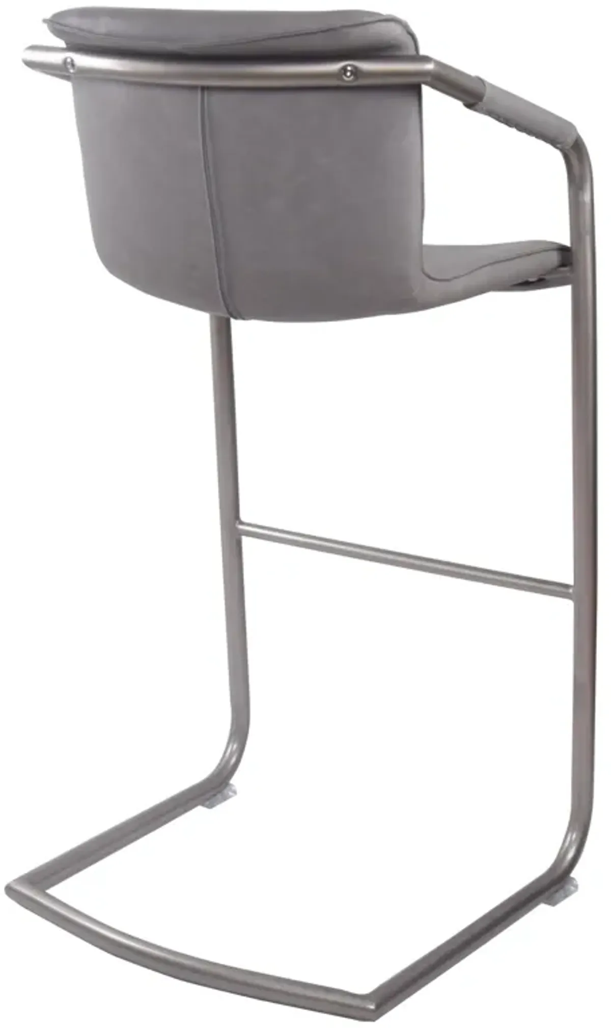 Indy Faux Leather Bar Stool  Arms Silver Frame, Antique Graphite Gray  - Set of 2