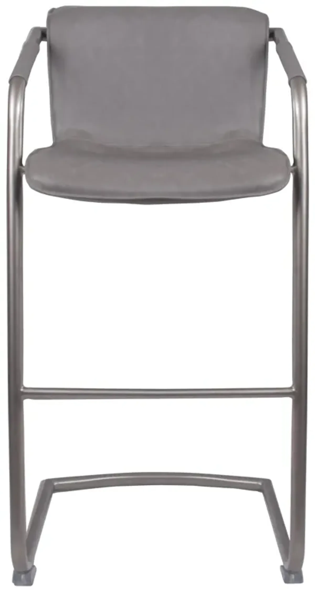 Indy Faux Leather Bar Stool  Arms Silver Frame, Antique Graphite Gray  - Set of 2