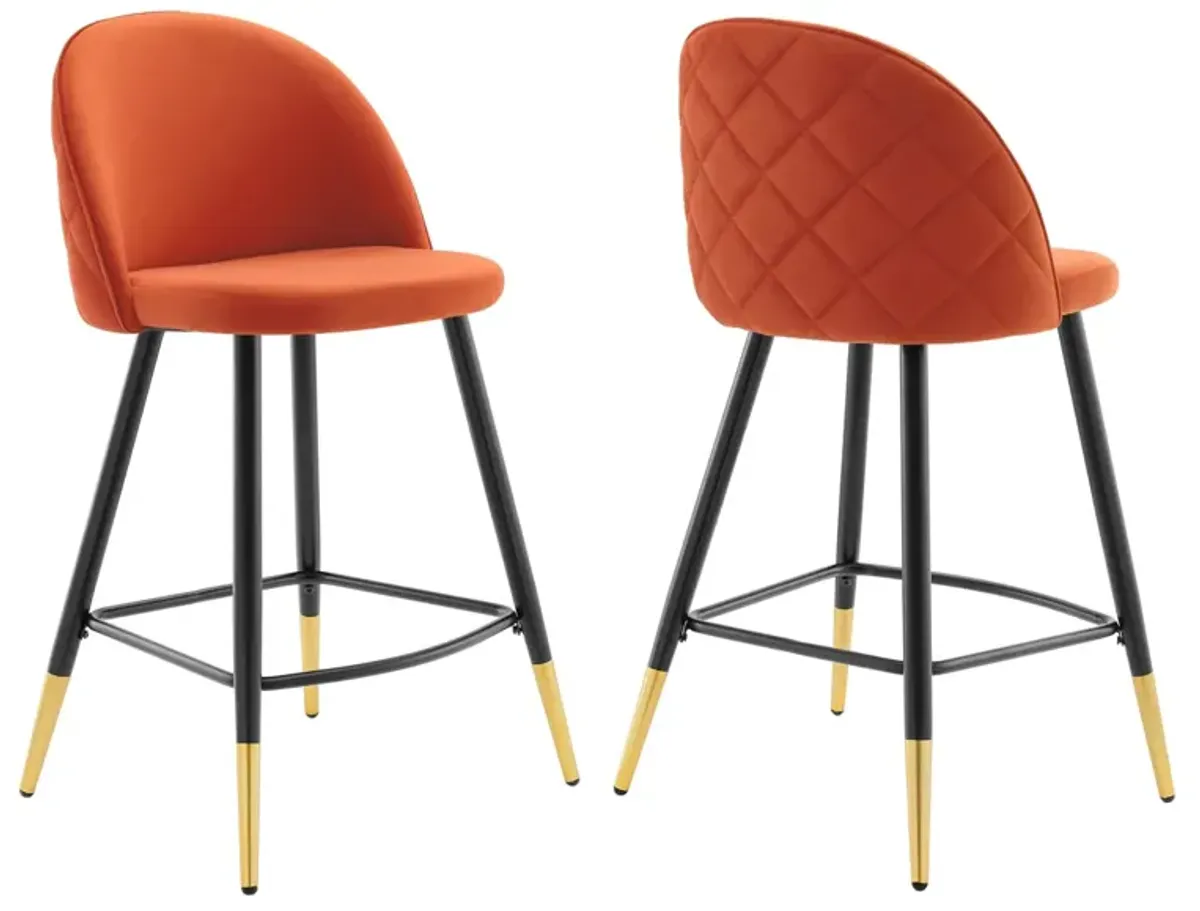 Cordial Performance Velvet Counter Stools - Set of 2