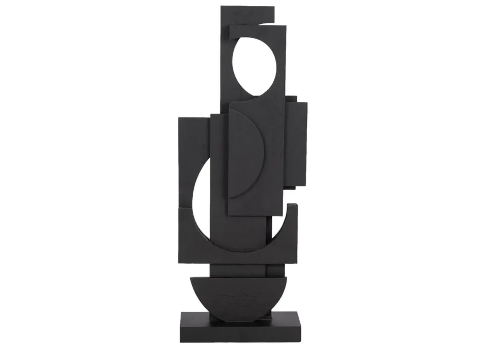 24" Modern Stacked Sculpture, Black