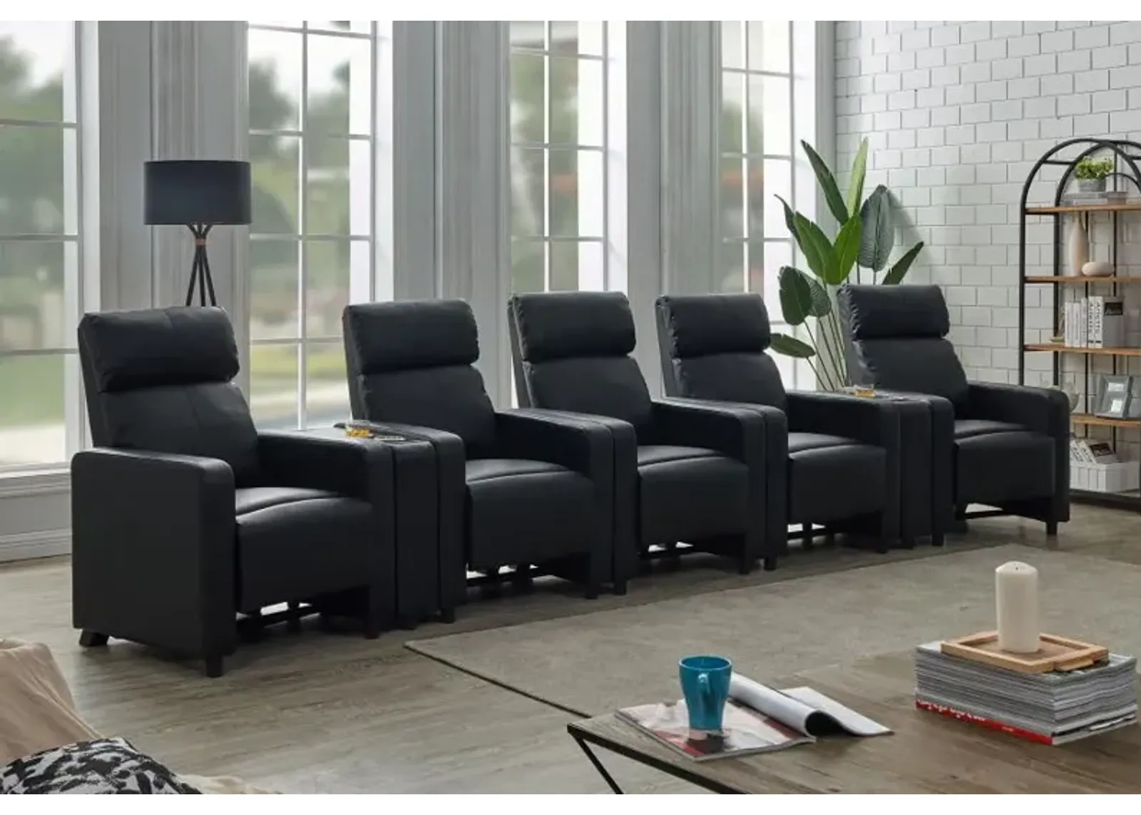 Toohey Upholstered Tufted Recliner Living Room Set Black