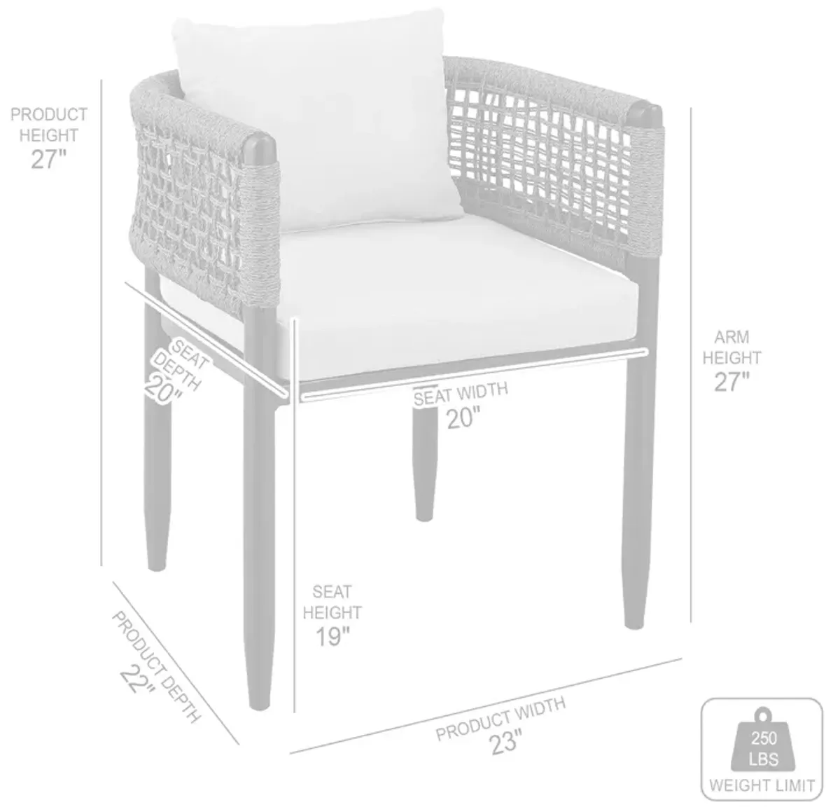 Alegria Outdoor Patio 5-Piece Dining Table Set in Aluminum with Grey Rope and Cushions