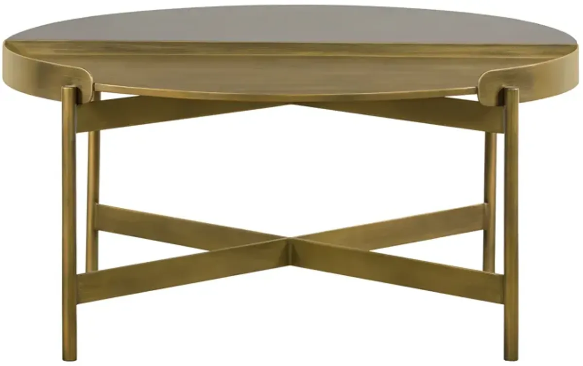 Dua Gray Concrete Coffee Table with Antique Brass