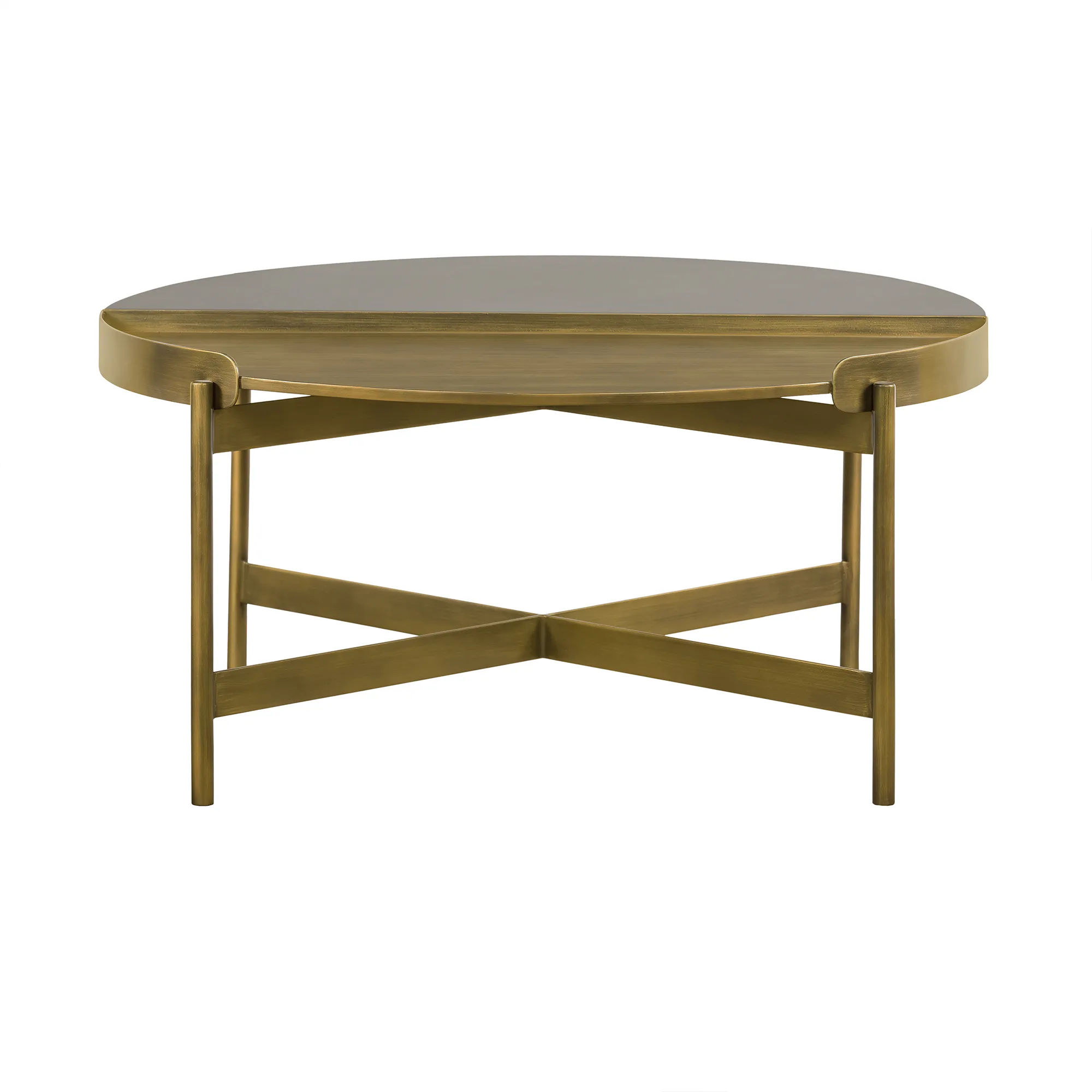 Dua Gray Concrete Coffee Table with Antique Brass