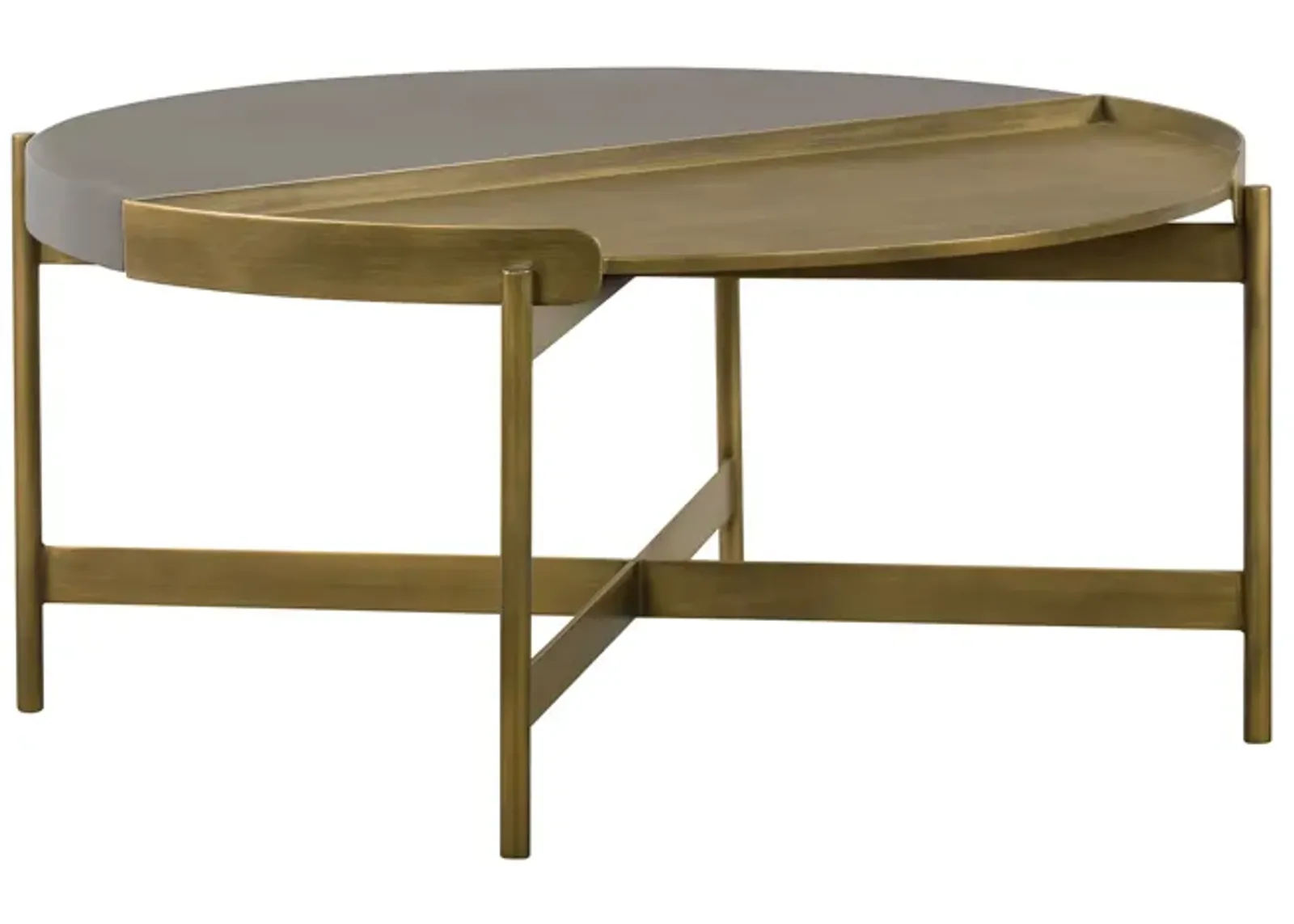 Dua Gray Concrete Coffee Table with Antique Brass