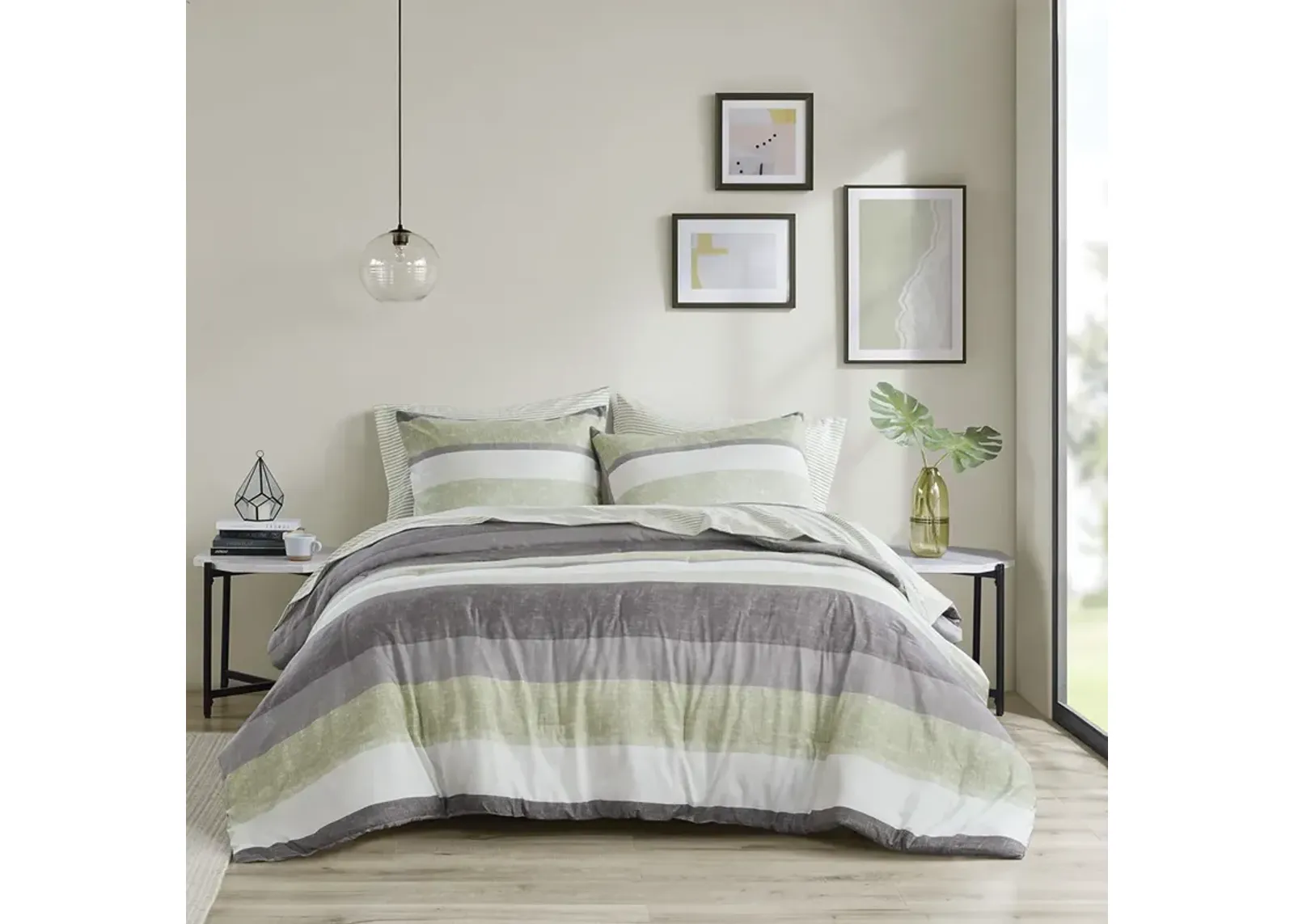 Stripe Comforter Set with Bed Sheets