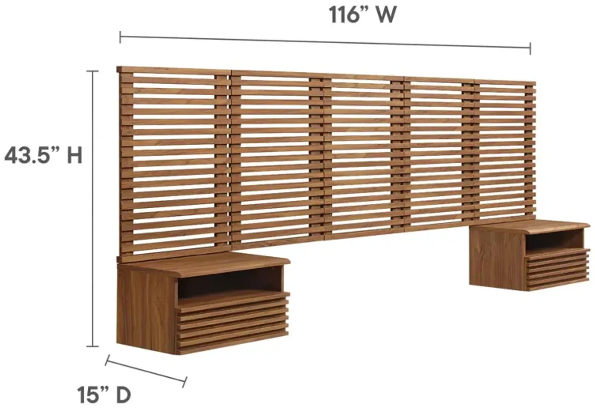 Render Wall Mount Queen Headboard and Modern Nightstands