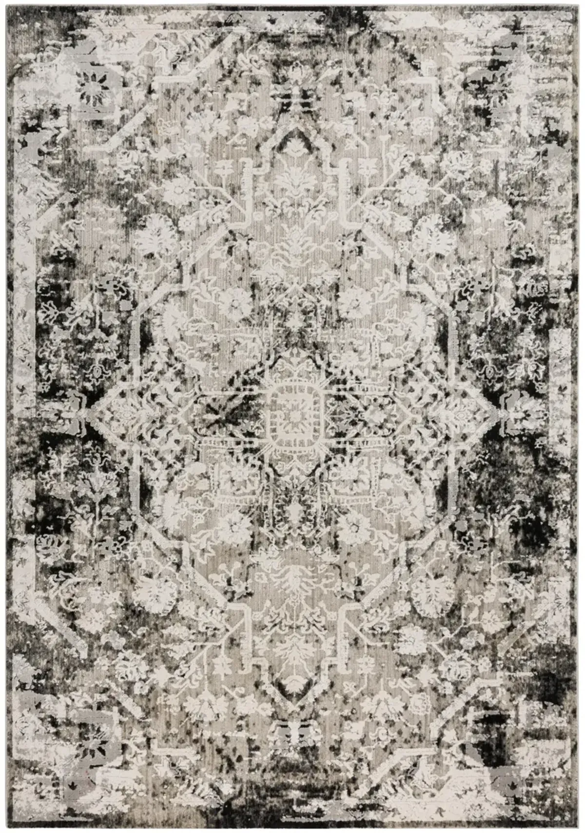 Calabria Natural Medallion Polyester 8'10" x 11'10" Rectangle Rug