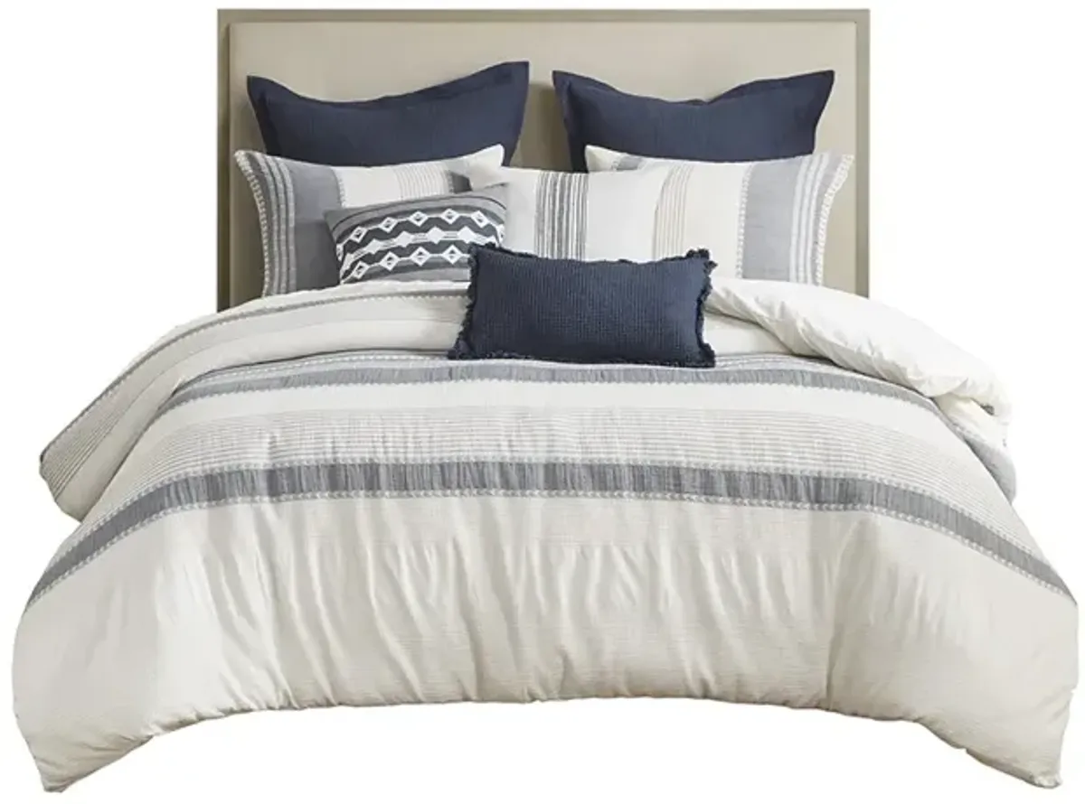 Murphy Oversized Cotton Jacquard Comforter Set with Euro Shams and Throw Pillows