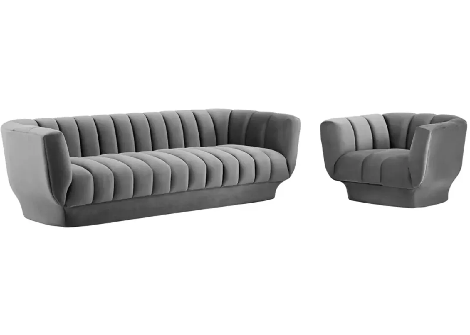 Entertain Vertical Channel Tufted Performance Velvet Sofa and Armchair Set