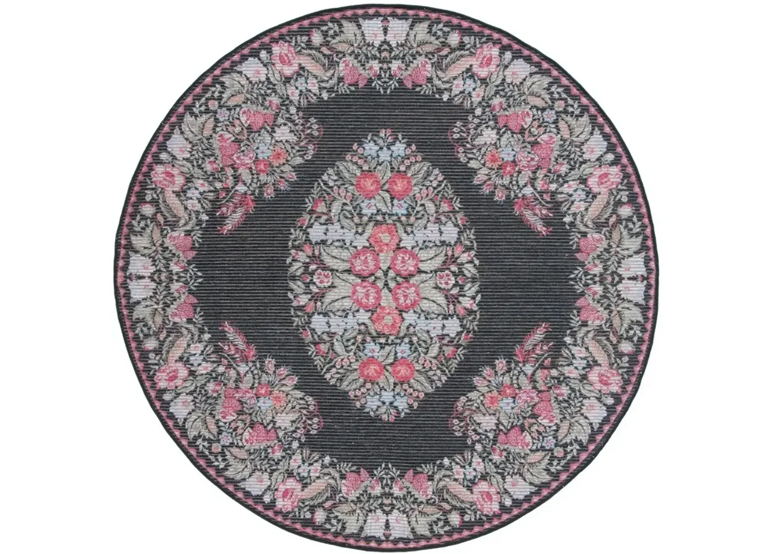 BESARABIAN 222 Black 6'-7' X 6'-7' Round Round Rug