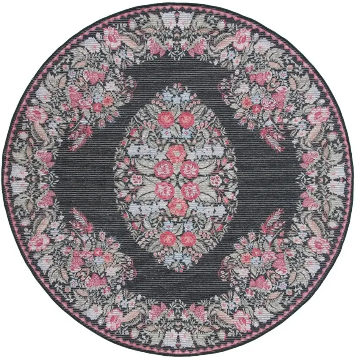 BESARABIAN 222 Black 6'-7' X 6'-7' Round Round Rug