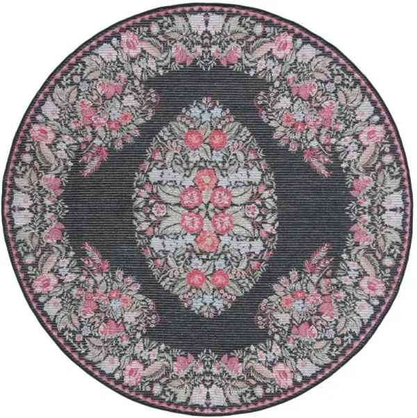 BESARABIAN 222 Black 6'-7' X 6'-7' Round Round Rug