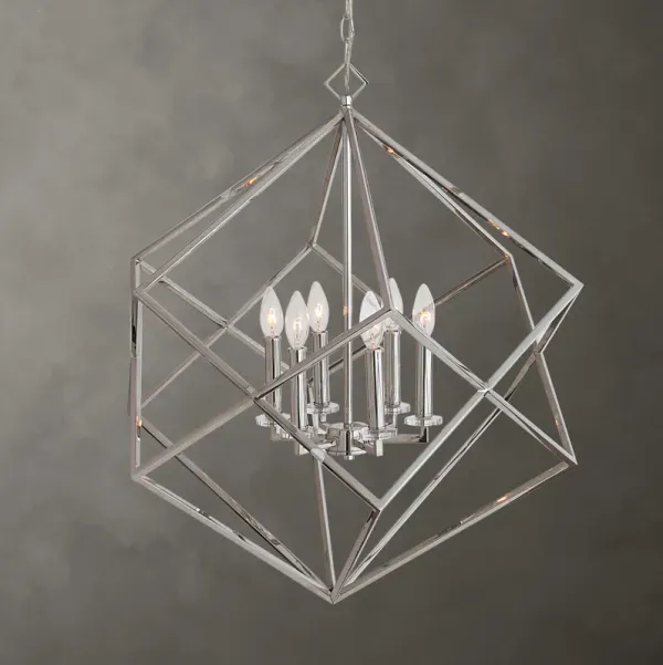Euclid 6 Light Nickel Cube Pendant