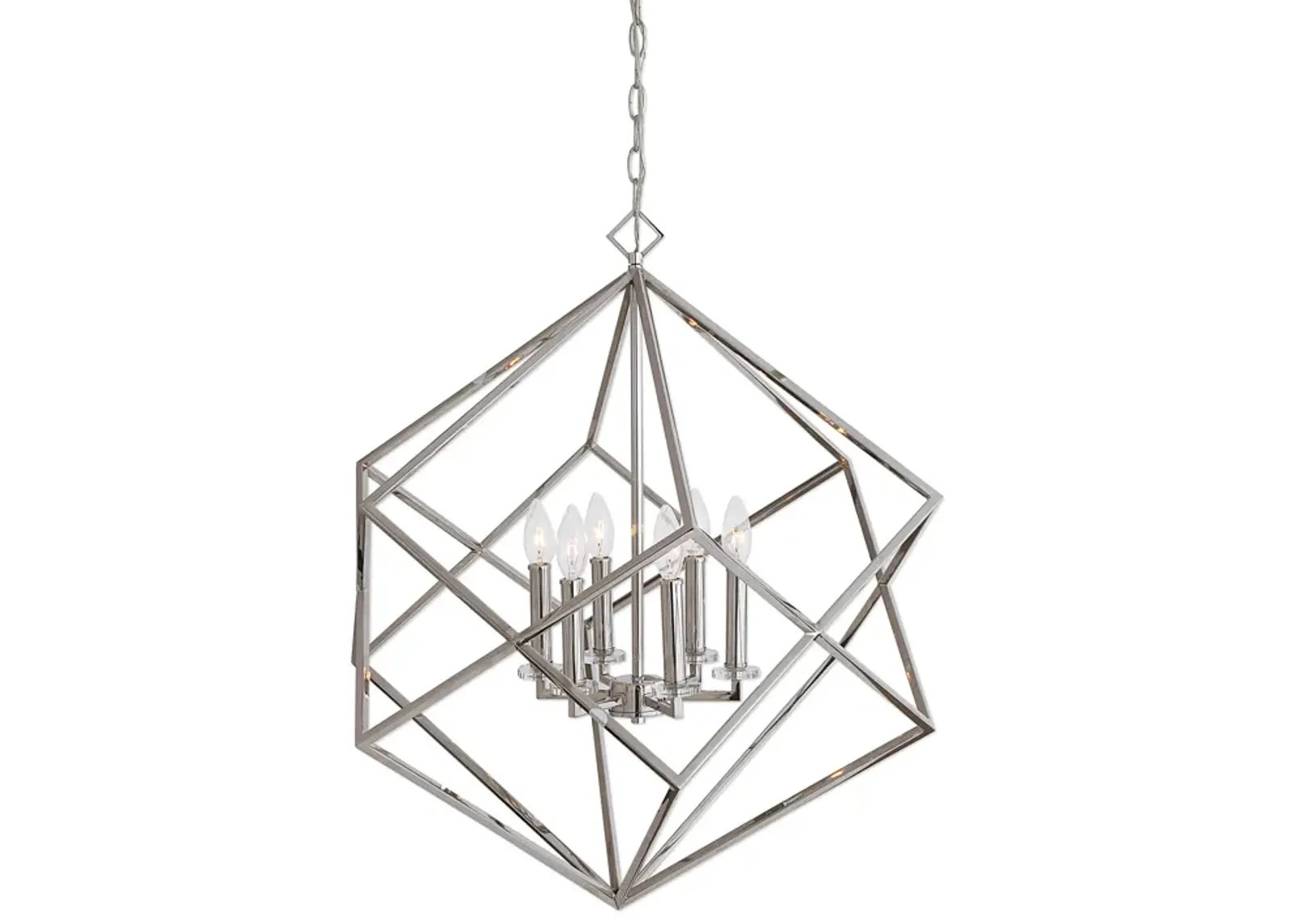 Euclid 6 Light Nickel Cube Pendant