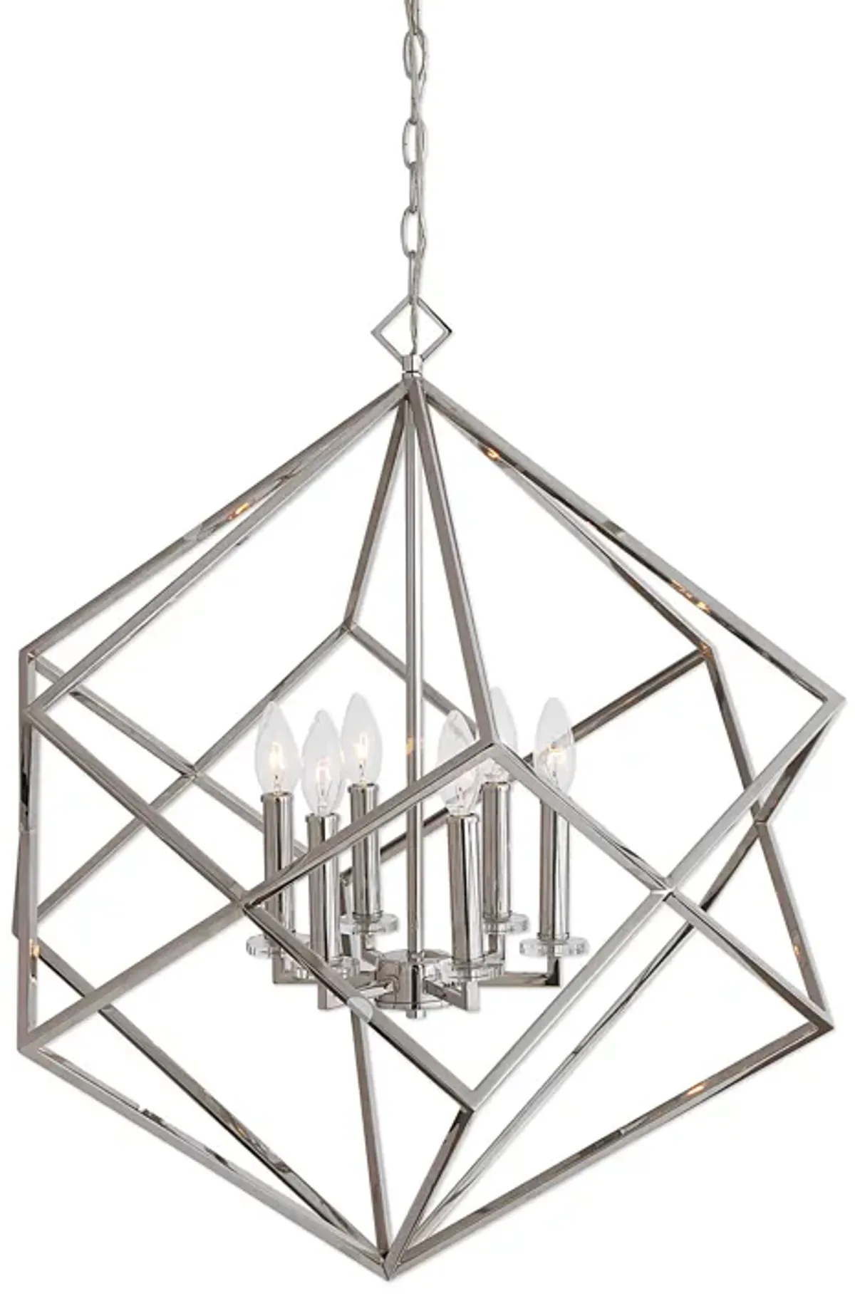 Euclid 6 Light Nickel Cube Pendant