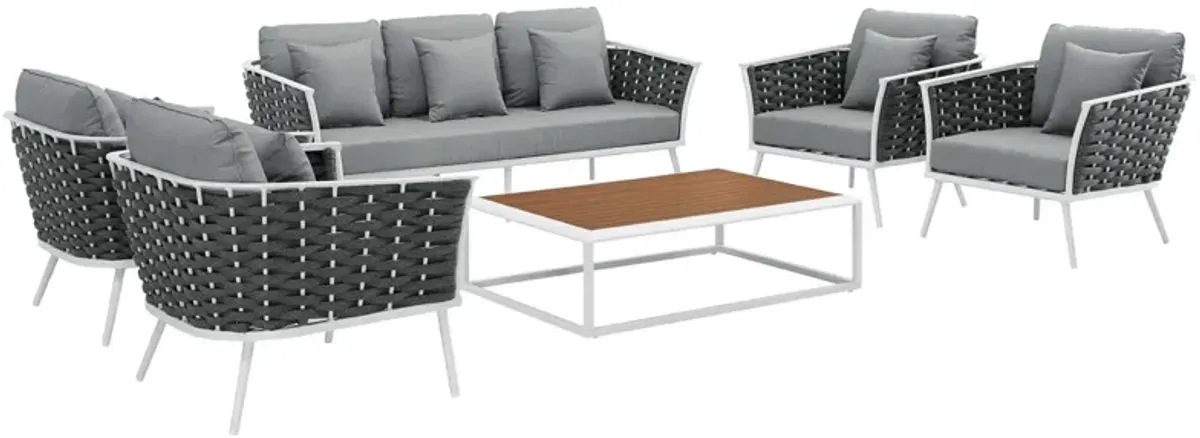 Stance 6 Piece Outdoor Patio Aluminum Sectional Sofa Set