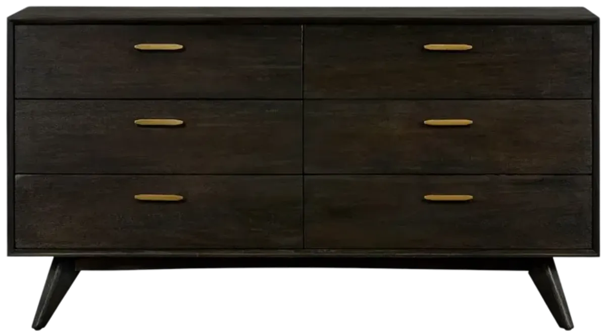 Baly Acacia Mid-Century 6 Drawer Dresser